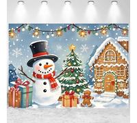 GCIREC 15x10ft Christmas Gingerbread House Backdrop Cartoon Snowman Xmas Trees Ginger Man Snow Scene Photography Background Winter Holiday Party Decoration Banner Photo Booth Props