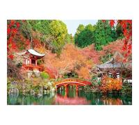 GCIREC 5x3ft Japan Garden Backdrop Japanese Traditional Pavilion Bridge with Autumn Maple Trees Kyoto Garden Scenery Photography Background Birthday Party Decoration Banner Photo Booth Props