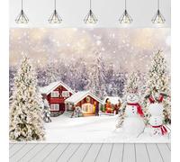 GCIREC 5x3ft White Red Christmas Backdrop Winter Snow Forest Snowman Xmas Tree Scene Wonderland Photography Background Xmas Banner Photo Studio Booth Kids Photography Props