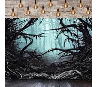 GCIREC 6x4ft Halloween Spooky Foggy Withered Forest Backdrop Scary Misty Woods Magic Grove Vampire Evil Trees Photography Background Halloween Party Decoration Banner Photo Booth Props
