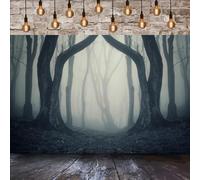 GCIREC 6x4ft Spooky Foggy Forest Backdrop Halloween Scary Misty Woods Magic Grove Vampire Evil Trees Photography Background Halloween Party Decoration Banner Photo Booth Props