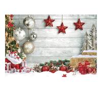 GCIREC 8x6ft Gray Christmas Backdrop Silver Xmas Ball Red Sparkling Stars Tree New Year Party Family Party Photography Background Xmas Banner Photo Studio Booth Kids Photography Props