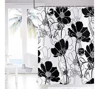 GCIREC Black and White Floral Shower Curtain, Abstract Aesthetic Flower Botanical Sketch Print Bathroom Curtain for Bathtub Home Decor Waterproof Fabric Machine Washable with 12 Hooks