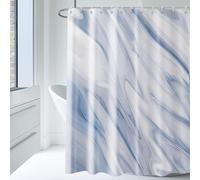 GCIREC Blue Marble Stall Shower Curtain, 90x180cm, Navy Blue Mix White Ombre Modern Abstract Wave Luxury Bathroom Curtain Bathtub Home Decor Waterproof Fabric Machine Washable with Hooks