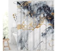 GCIREC Shower Curtain, 180x200cm, Black White with Gold Texture Ink Marble Modern Art Waterproof Fabric Machine Washable Bathroom Curtain with Hooks