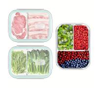 Gcirn Glass Food Storage Containers with Lids 1040ml*3 - Glass Meal Prep Container Set with Compartments- Lunch Box with Blue Lids Reusable- Airtight & BPA-Free - Microwave & Dishwasher Safety