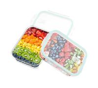 Gcirn Glass Food Storage Containers with Lids 640ml*2 -Glass Meal Prep Containers Sets- Lunch Box with Blue Lids Reusable- Airtight & BPA-Free - Microwave & Dishwasher Safety