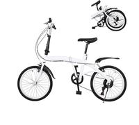 GCIUEMMH 20 Inch Folding Bike - 20 Inch 6 Speed Foldable City Bicycle with Aluminum Folding Clip Adult Carbon Steel Folding Bike Double Brake Small Portable City Bicycle 90KG Load ideal for Commuting