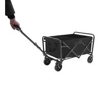 GCIUEMMH Foldable Camping Cart Festival Trolley on Wheels with 198 lbs Capacity - Adjustable Handle (28-36"), Storage Pockets - Trolley Cart Outdoor for Camping, Beach, Grocery, Gardening (Black)