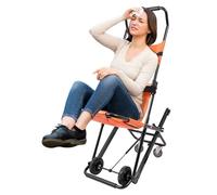 GCIUEMMH Foldable Stair Chair - Manual Transport Stair Chair for Patients, 350 lbs Capacity, Aluminum Alloy Evacuation Wheelchair with Brakes & Safety Belts for Hospitals, Ambulances, Home (Orange)