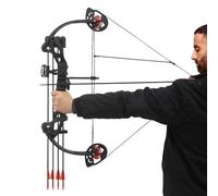 GCIUEMMH Youth Compound Bow and Arrow Set Archery Bow Kit - 16-29lbs Adjustable Draw Weight, Includes 12 Arrows, Arm Guard & Target-Right Handed 260fps for Teens & Beginners Shooting Practice (Black)