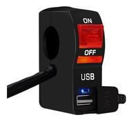 GCLANXI For 22mm 12V 2A 6 Wire Universal Motorcycle Handlebar Light Switch With USB Charger LED ON OFF USB Adapter Charger(1pcs-red)