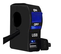 GCLANXI For 22mm 12V 2A 6 Wire Universal Motorcycle Handlebar Light Switch With USB Charger LED ON OFF USB Adapter Charger(1pcs-blue)