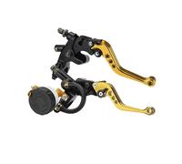 GCLANXI for Motorcycle Clutch Brake Master Cylinder Reservoir Levers Kit Universal 7/8" 22mm Fluid Reservoir Set Left+Right(Gold)