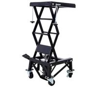 GCLANXI For Motorcycle Lift Jack 350lb Capacity Adjustable Scissor Stand With Foot Pedal Rubber Top J-Hooks Lockable Casters