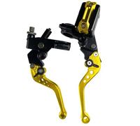 GCLANXI One Pair 7/8" 22mm Universal Motorcycle Brake Master Cylinder Lever Cable Clutch Reservoir for Scooter Sport Dirt Bike(Gold B)