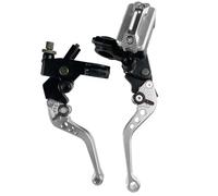 GCLANXI One Pair 7/8" 22mm Universal Motorcycle Brake Master Cylinder Lever Cable Clutch Reservoir for Scooter Sport Dirt Bike(Silvery A)