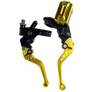 GCLANXI One Pair 7/8" 22mm Universal Motorcycle Brake Master Cylinder Lever Cable Clutch Reservoir for Scooter Sport Dirt Bike(Gold A)
