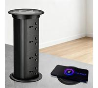 GCLCPAEN Electric Desk Power Socket,4 Ac Multi-Functional Pop Up Socket,Concealed Installation,15w Wireless Charging,Intelligent Touch Lift,For Kitchen/Home/Office/Desk B