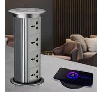 GCLCPAEN Electric Pop-Up P-lug Socket,Pop Up Power Socket,4 Ac Multi-Functional Sockets,15w Wireless Charging,Concealed Installation,Intelligent Touch Lift,For Kitchen/Island/Desk/Office B