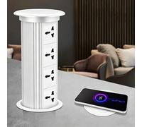 GCLCPAEN Electric Pop-Up P-lug Socket,Pop Up Power Socket,4 Ac Multi-Functional Sockets,15w Wireless Charging,Concealed Installation,Intelligent Touch Lift,For Kitchen/Island/Desk/Office A