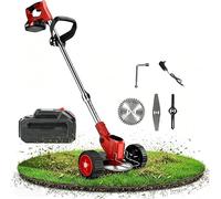 GCLCPAEN Electric Weed Remover Tool,48v Weed Wacker Cordless,With 3 Blade Set,Adjustable Telescopic Rod,12000rpm,With Wheels,Low-Noise Trimming,For Courtyard/Garden/Lawn B