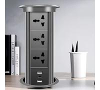 GCLCPAEN Pop-Up Socket Smart Electric,3 Ac Multi-Functional Socket,2*Usb 1*Usb-C,Concealed Installation,15w Wireless Charging,Intelligent Touch Lift,For Kitchen/Home/Office/Desk B