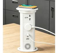 GCLCPAEN Pop Up Sockets For Kitchen Worktops,Smart Touch,Automatic Lifting,2 Multifunction Outlet/2*Usb-A/Usb-C/Bluetooth Speaker,15w Wireless Charging,Concealed Installation B