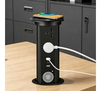 GCLCPAEN Pop Up Sockets For Kitchen Worktops,Smart Touch,Automatic Lifting,2 Multifunction Outlet/2*Usb-A/Usb-C/Bluetooth Speaker,15w Wireless Charging,Concealed Installation C