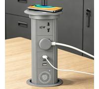GCLCPAEN Pop Up Sockets For Kitchen Worktops,Smart Touch,Automatic Lifting,2 Multifunction Outlet/2*Usb-A/Usb-C/Bluetooth Speaker,15w Wireless Charging,Concealed Installation A