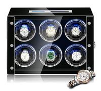 GCLCPAEN Vertical Watch Winder Box,2/4/6/9 Epitope Selection,Remote Control,5 Rotation Modes,Led Light,Automatic Winding,Lcd Smart Touch,Ultra Quiet Motor,Pu Material,For Watch Lovers 6pcs