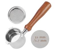 Gcljlmy 51 mm Bottomless Portafilter, Coffee Porcelain, Silver, Pack of 1, Compatible with DeLonghi La Specialista EC9335M EC9155M EC9355M EC9665M