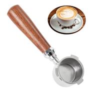 Gcljlmy 51 mm Bottomless Portafilter Compatible with DeLonghi Dedica EC680/EC685/EC785/EC820/EC850/EC860, 51 mm Stainless Steel Filter Holder, Walnut Wood Splicing Handle and Stainless Steel, Espresso