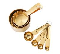 Gcljlmy 8 Piece Measuring Cups and Measuring Spoons Set with Measuring Cups and Spoons with Handle, Tablespoons for Cooking Dry Liquid Foods and Bars, Gold