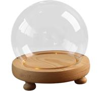 Gcljlmy Clear Glass Bell, Snow Globe Casing, Container, Glass Globe, Display Case with Wooden Base for Gift Figures, Stones, Flowers, Keepsakes (Diameter 18 cm)