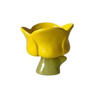Gcljlmy High Base Ice Cream Sundae Decorative 250ml Glasses Dessert Bowl for Salad Snack Pudding (Yellow Tulip Cup)