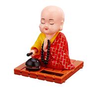 Gcljlmy Small Figure Solar Head Toy Funny Car Bobble Head Toy Chinese Small Buddha Statue Car Dashboard Ornament (Red, S)