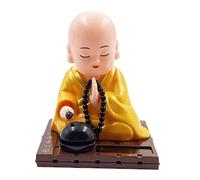 Gcljlmy Small Figure Solar Head Toy Funny Car Bobble Head Toy Chinese Small Buddha Statue Car Dashboard Ornament (Yellow, S)