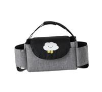 Gcljlmy Stroller Organiser Baby Handbag with Bottle Cup Holder Travel Bag for Mom Nappy Organiser Bag for Stroller with Pets (Black Grey Cloud)