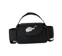 Gcljlmy Stroller Organizer Baby Handbag with Bottle Cup Holder Travel Bag for Mom Diaper Organizer Bag for Stroller with Pets (Black Elephant)