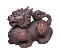 Gcljlmy Tea Pet Purple Clay Qilin Miniature Home Decor Animal Sculpture Statue for Tea Lovers New Year Office Festival