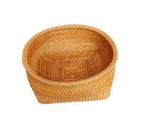 Gcljlmy Wicker Bread Basket Snack Organiser Basket Handmade Round Woven Basket Hand Woven Wicker Tray Basket Bowl for Fruit Vegetables (23 cm x 8.5 cm)
