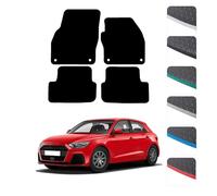 GCM - Car Floor Mats for Audi A1 2019 To Present Full Coverage Floor Protection - Anti Slip & Fit Rubber Car Mats with Clips Easy to Clean Heavy Duty for All-Weather- White Edging, Rubber