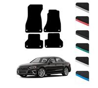 GCM - Car Floor Mats for Audi A4 2016 To Present Full Coverage Floor Protection - Anti Slip & Fit Rubber Car Mats with Clips Easy to Clean Heavy Duty for All-Weather (Grey Edging, Carpet)