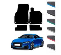 GCM - Car Floor Mats for Audi TT Mk3 2014 To Present Full Coverage Floor Protection - Anti Slip & Fit Rubber Car Mats with Clips Easy to Clean Heavy Duty for All-Weather- Blue Edging, Rubber
