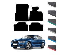 GCM - Car Floor Mats for BMW 3 Series F30 & F31 2012-2019 Full Coverage Floor Protection - Anti Slip & Fit Rubber Car Mats with Clips Easy to Clean Heavy Duty for All-Weather- White Edging, Rubber