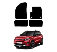 GCM - Car Floor Mats for Citroen E-C3 2024 to Present Full Coverage Floor Protection - Anti Slip & Fit Rubber Car Mats with Clips Easy to Clean for All-Weather (Blue Edging, Rubber)