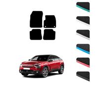 GCM - Car Floor Mats for Citroen eC4 2021 To Present Full Coverage Floor Protection - Anti Slip & Fit Car Mat with Clips Easy to Clean Car Carpet for All-Weather- Green Edging, Carpet