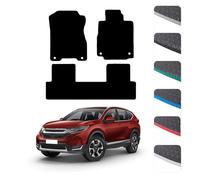 GCM - Car Floor Mats for Honda CR-V 2012-2018 Full Coverage Floor Protection - Anti Slip & Fit Rubber Car Mats with Clips Easy to Clean Heavy Duty for All-Weather- Grey Edging, Rubber