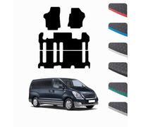 GCM - Car Floor Mats for Hyundai i800 People Carrier 2008-2019 Full Coverage Floor Protection - Anti Slip & Fit Rubber Car Mats with Clips Easy to Clean Heavy Duty for All-Weather- Red Edging, Rubber